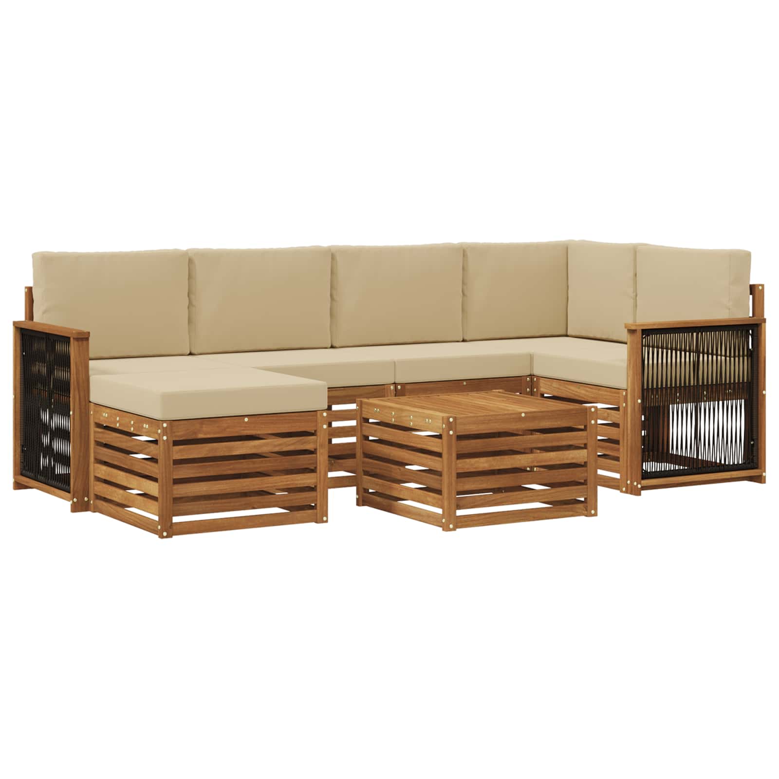 Set divano sezionale con cuscino 6 pcs Naturale | homemem39