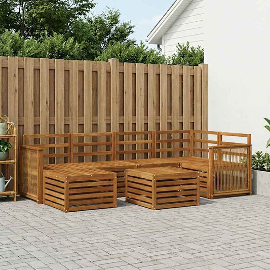 Set divano sezionale 6 pcs Naturale Legno di Acacia Massello | homemem39