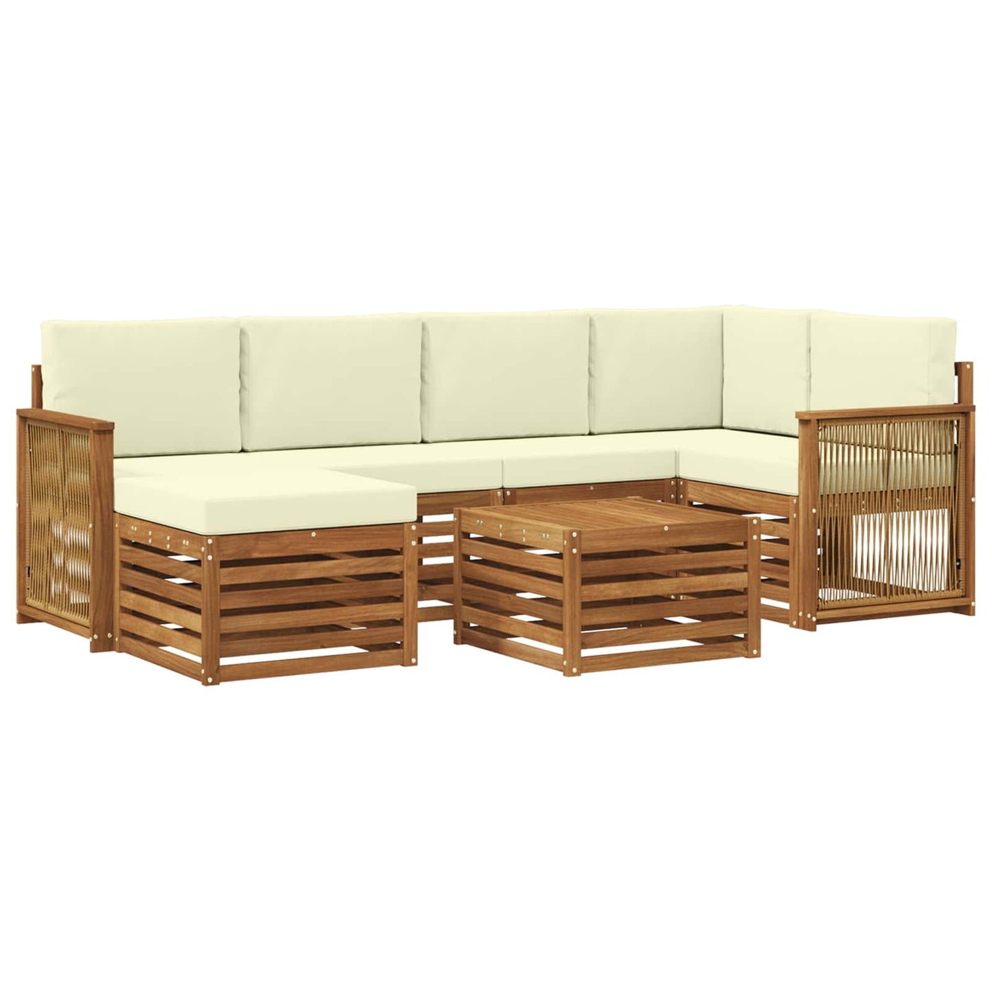 Set divano sezionale con cuscino 6 pcs Naturale e Crema | homemem39