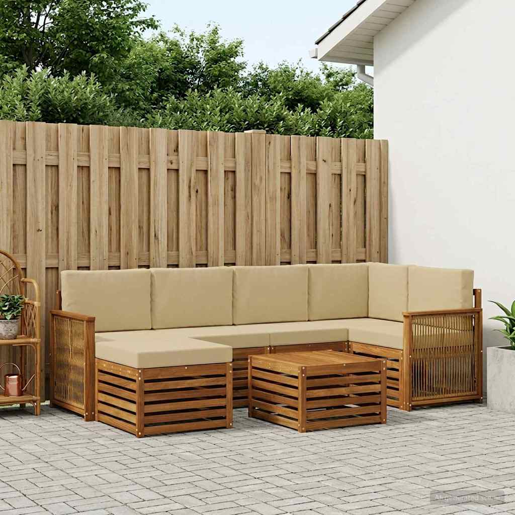 Set divano sezionale con cuscino 6 pcs Naturale