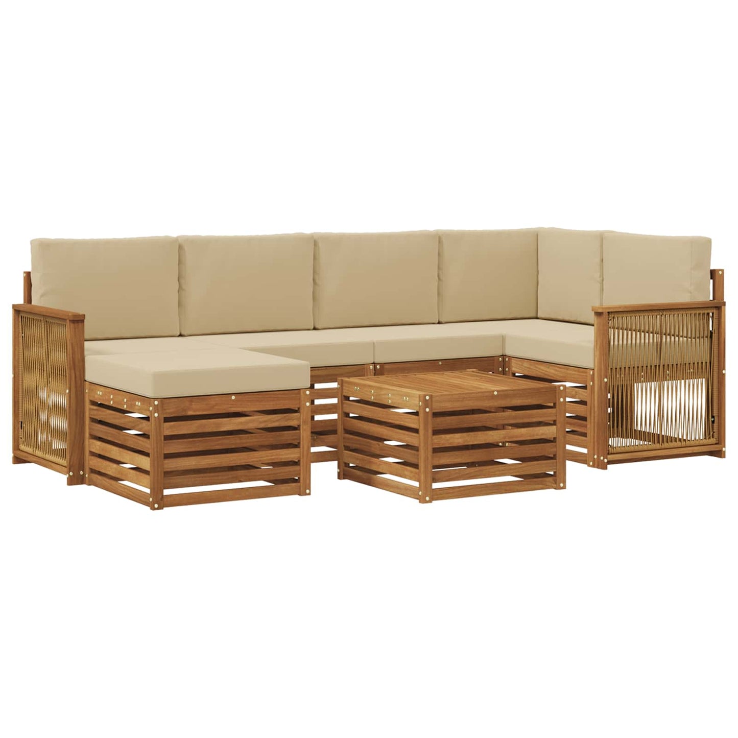 Set divano sezionale con cuscino 6 pcs Naturale