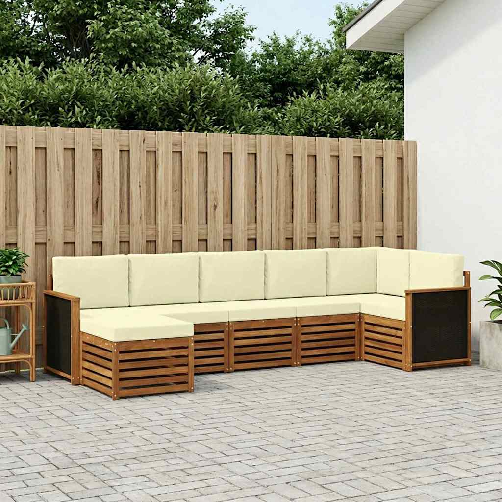 Set divano sezionale con cuscino 6 pcs Naturale e Crema | homemem39