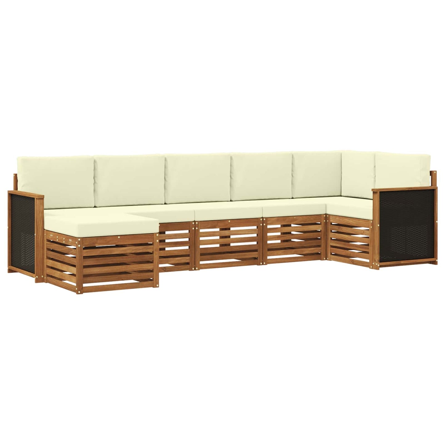 Set divano sezionale con cuscino 6 pcs Naturale e Crema | homemem39