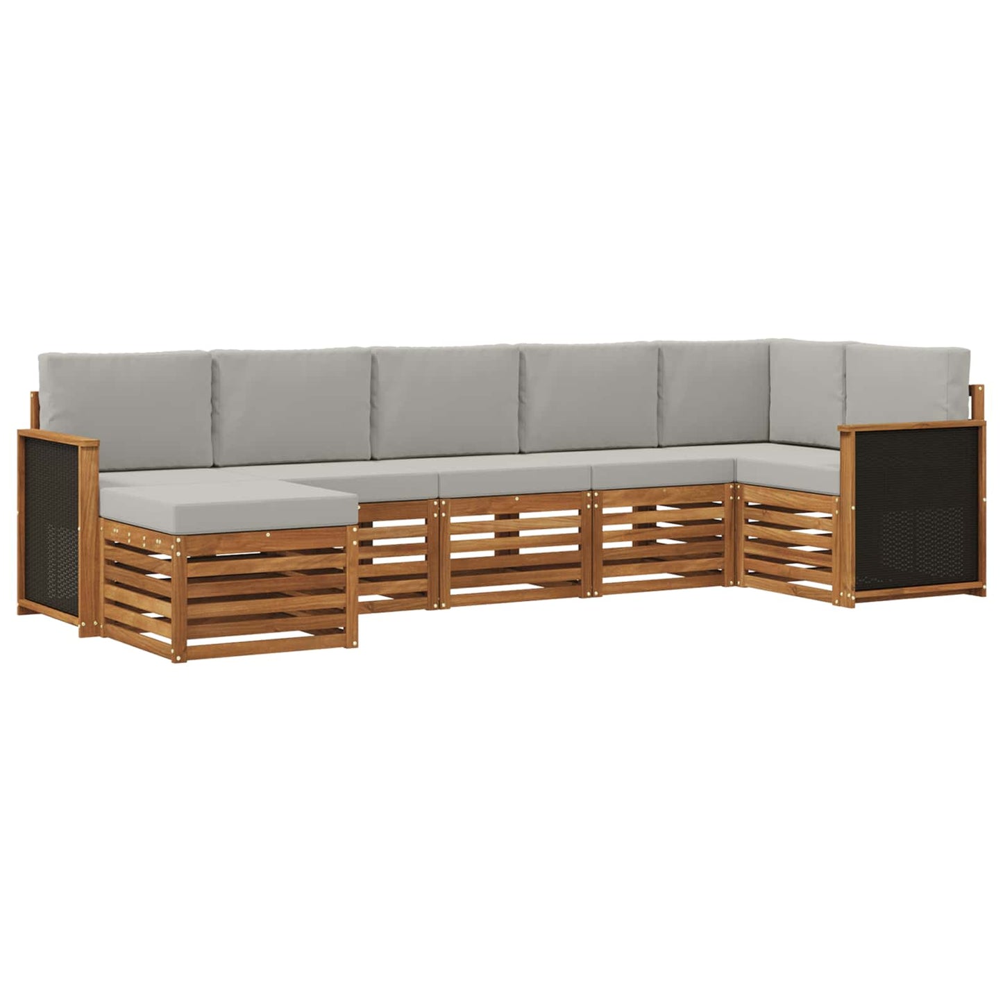 Set divano sezionale con cuscino 6 pcs Naturale e Grigio Chiaro | homemem39