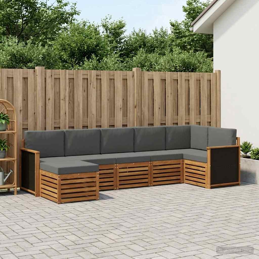 Set divano sezionale con cuscino 6 pcs Naturale e Antracite