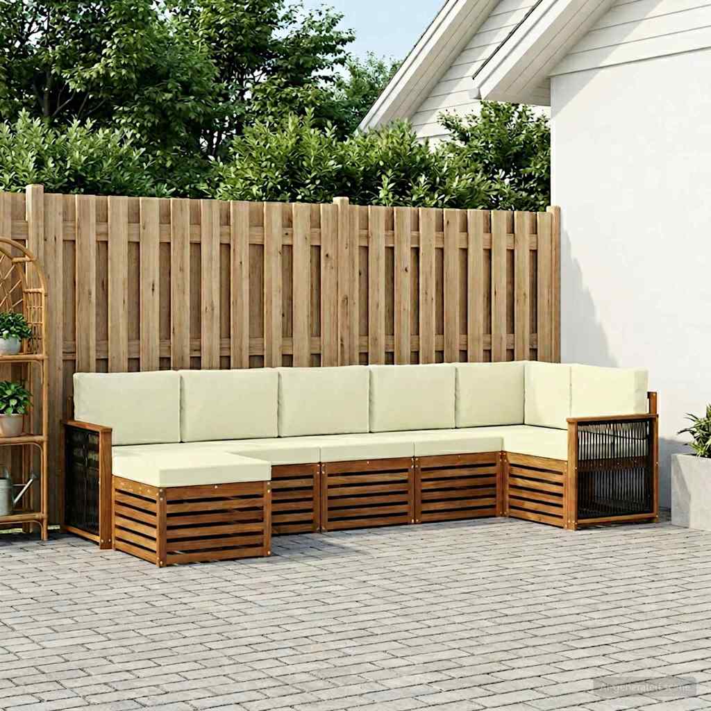 Set divano sezionale con cuscino 6 pcs Naturale e Crema