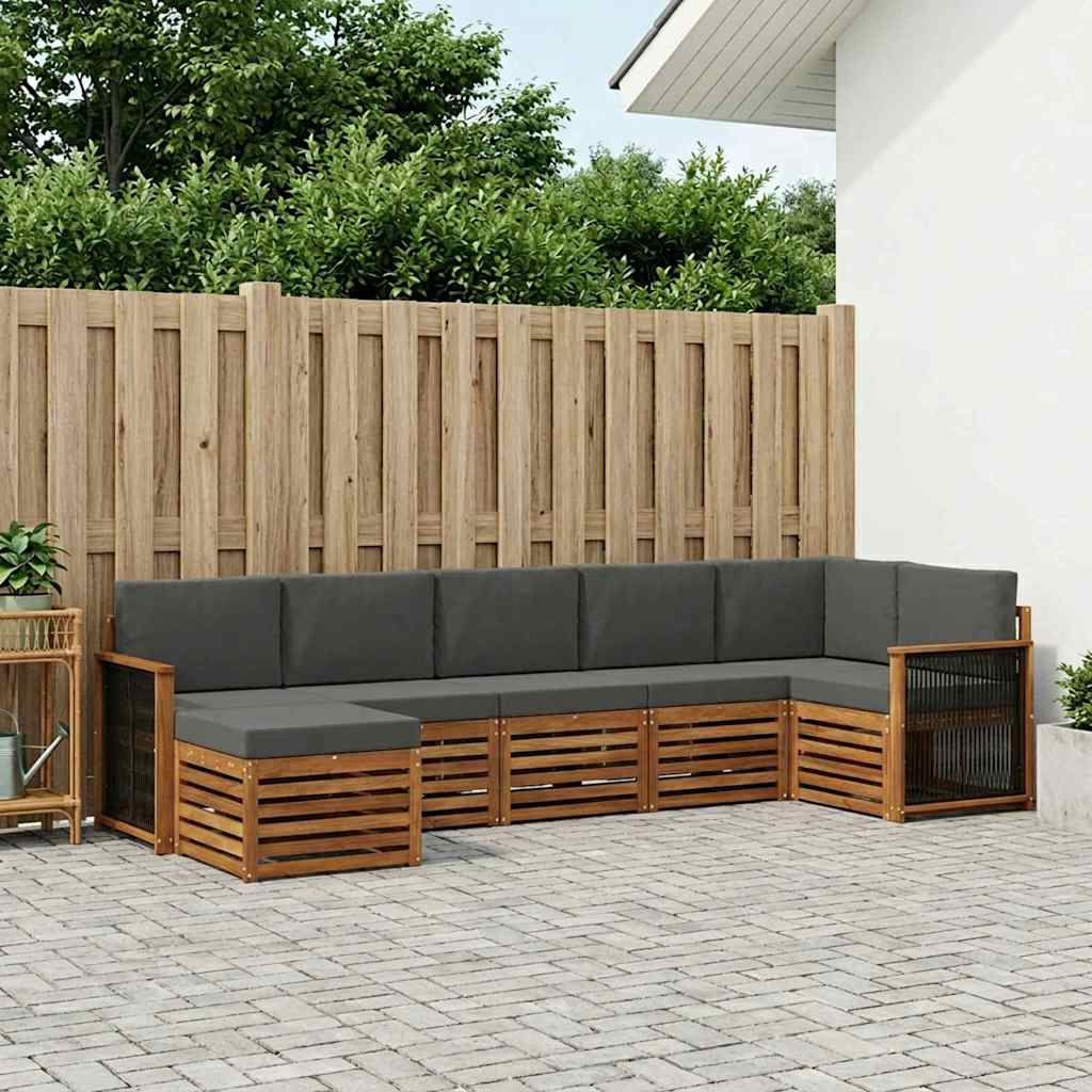 Set divano sezionale con cuscino 6 pcs Naturale e Antracite | homemem39