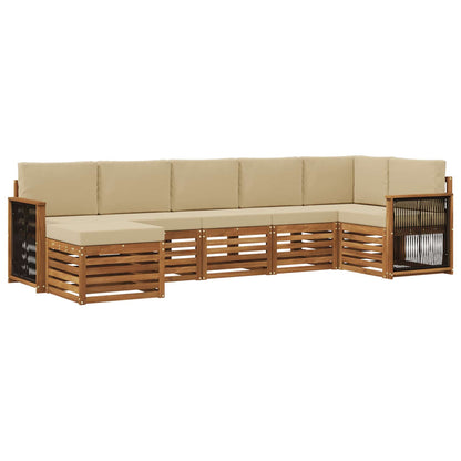 Set divano sezionale con cuscino 6 pcs Naturale