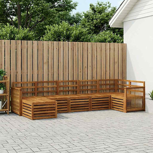 Set divano sezionale 6 pcs Naturale Legno di Acacia Massello