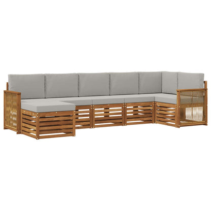 Set divano sezionale con cuscino 6 pcs Naturale e Grigio Chiaro