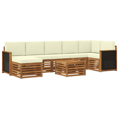Set di divani da esterno con cuscino 7 pcs Naturale e Crema | homemem39