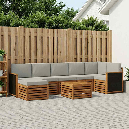 Set di divani da esterno 7 pcs Naturale e Grigio Chiaro