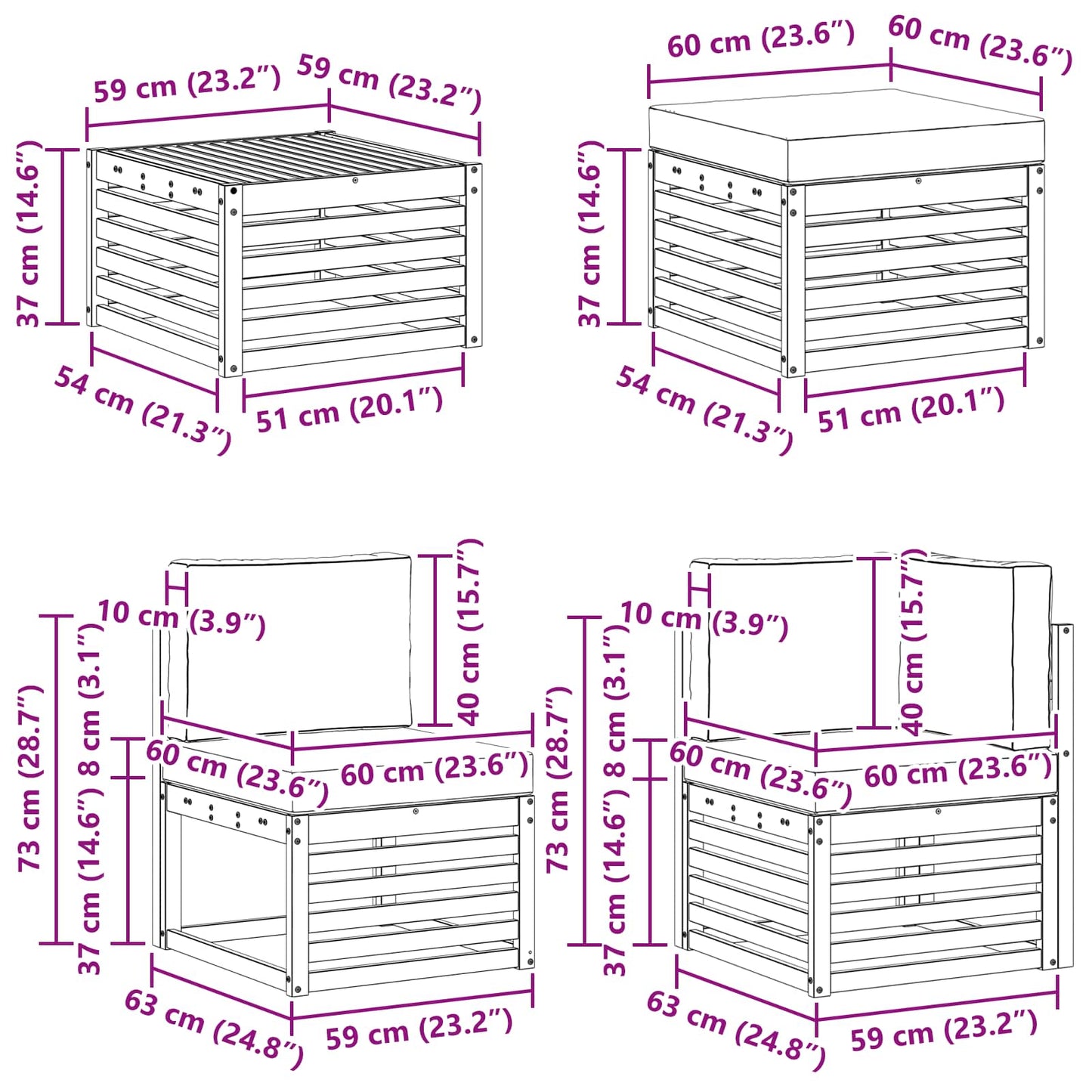 Set di divani da esterno 7 pcs Naturale e Grigio Chiaro | homemem39