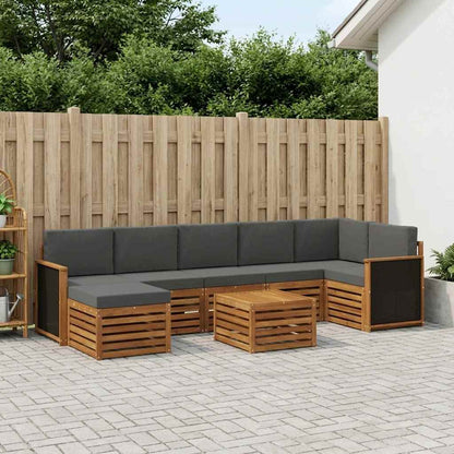 Set di divani da esterno con cuscino 7 pcs Naturale e Antracite | homemem39