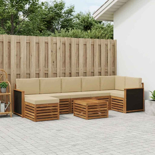Set di divani da esterno con cuscino 7 pcs Naturale | homemem39