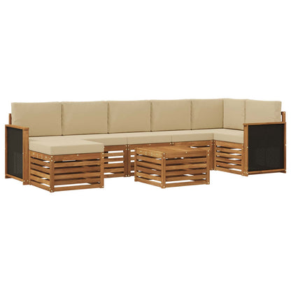 Set di divani da esterno con cuscino 7 pcs Naturale | homemem39
