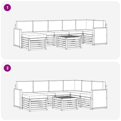 Set di divani da esterno con cuscino 7 pcs Naturale