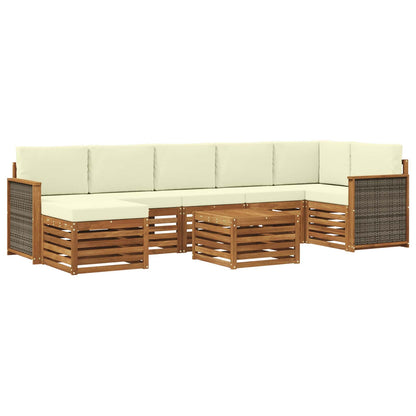 Set di divani da esterno con cuscino 7 pcs Naturale e Crema | homemem39
