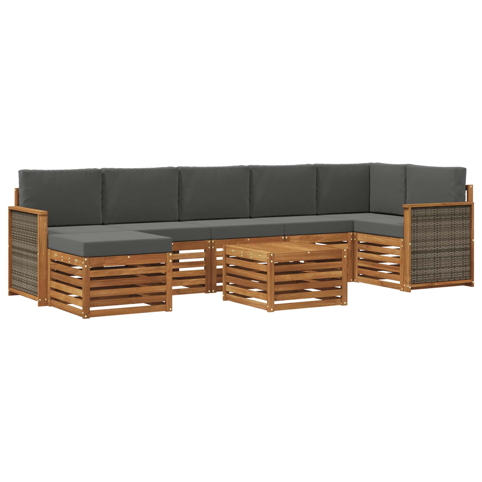 Set di divani da esterno con cuscino 7 pcs Naturale e Antracite | homemem39