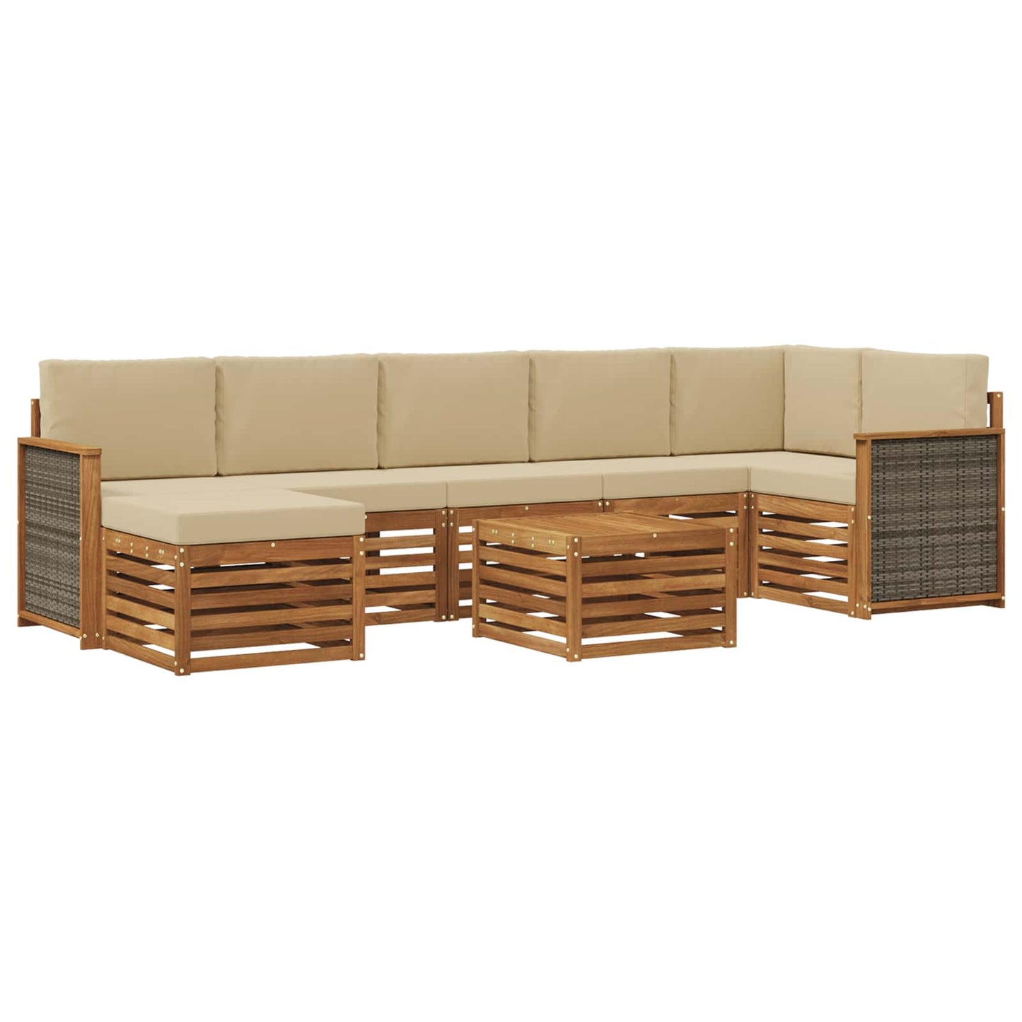 Set di divani da esterno con cuscino 7 pcs Naturale