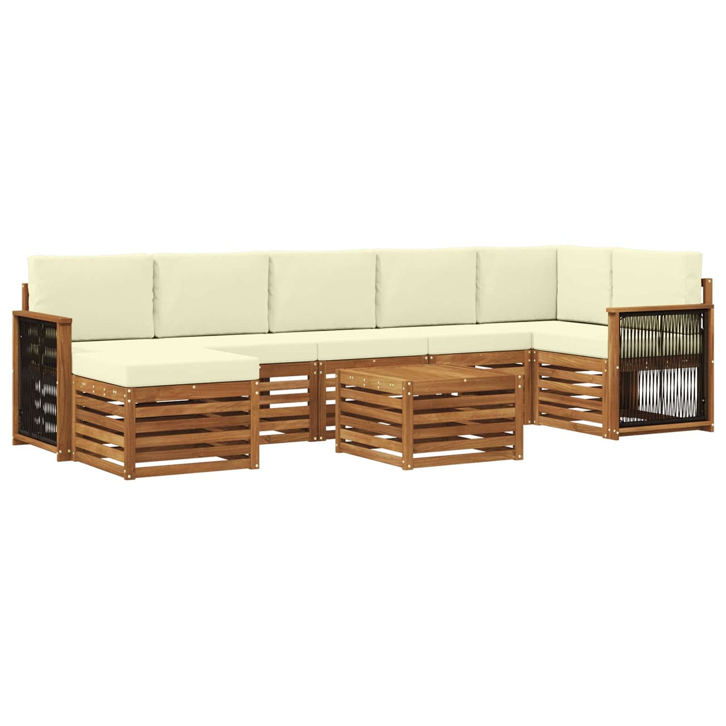 Set di divani da esterno con cuscino 7 pcs Naturale e Crema | homemem39