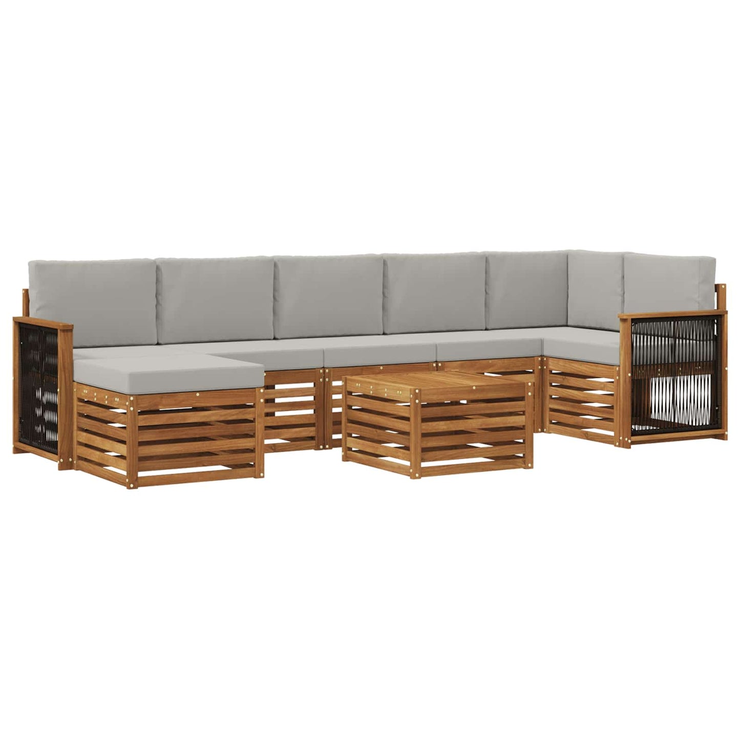 Set di divani da esterno 7 pcs Naturale e Grigio Chiaro | homemem39