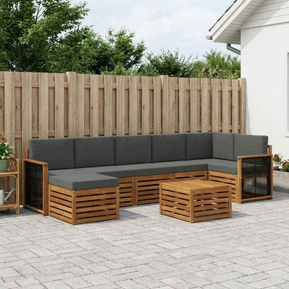 Set di divani da esterno con cuscino 7 pcs Naturale e Antracite | homemem39