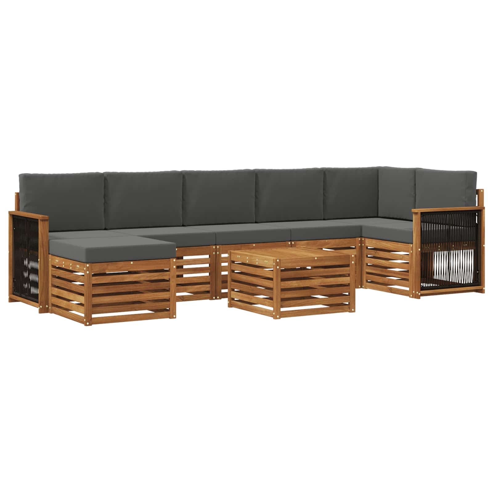 Set di divani da esterno con cuscino 7 pcs Naturale e Antracite | homemem39