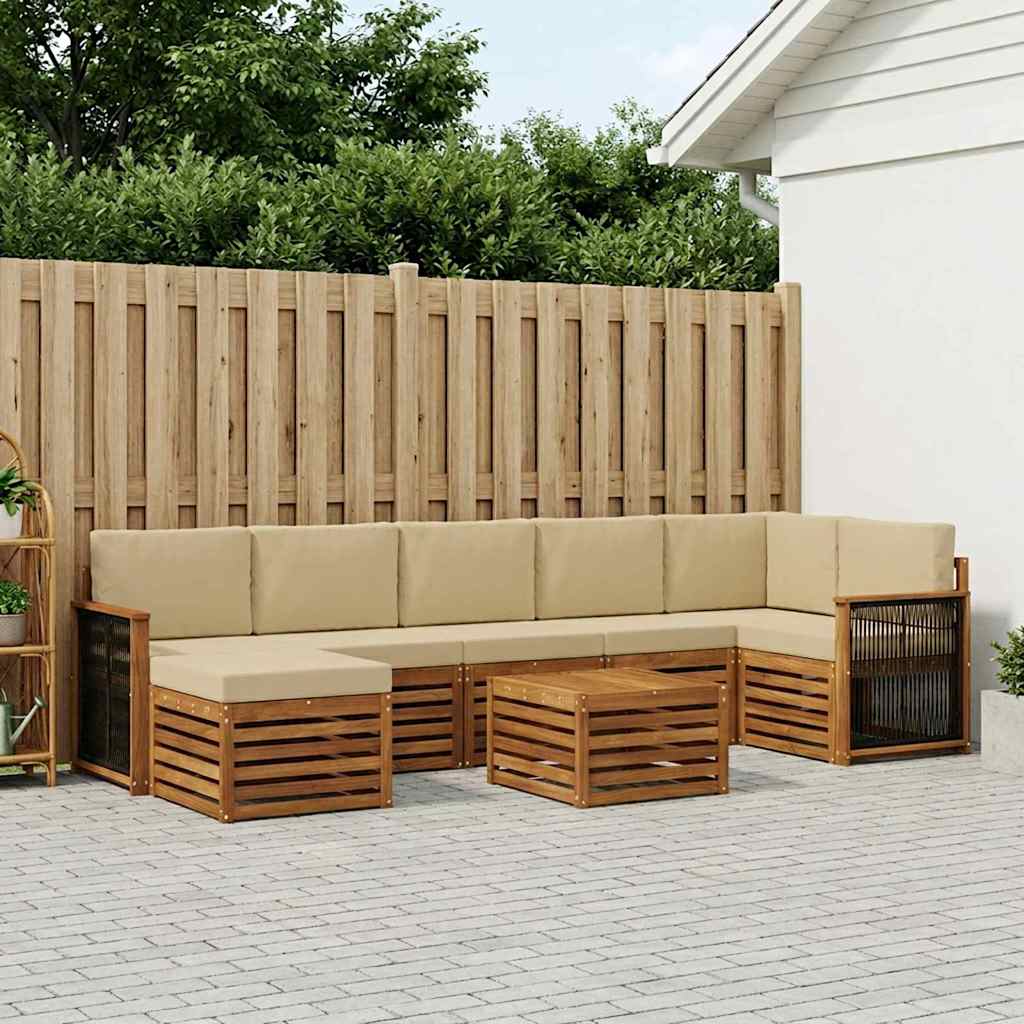 Set di divani da esterno con cuscino 7 pcs Naturale | homemem39