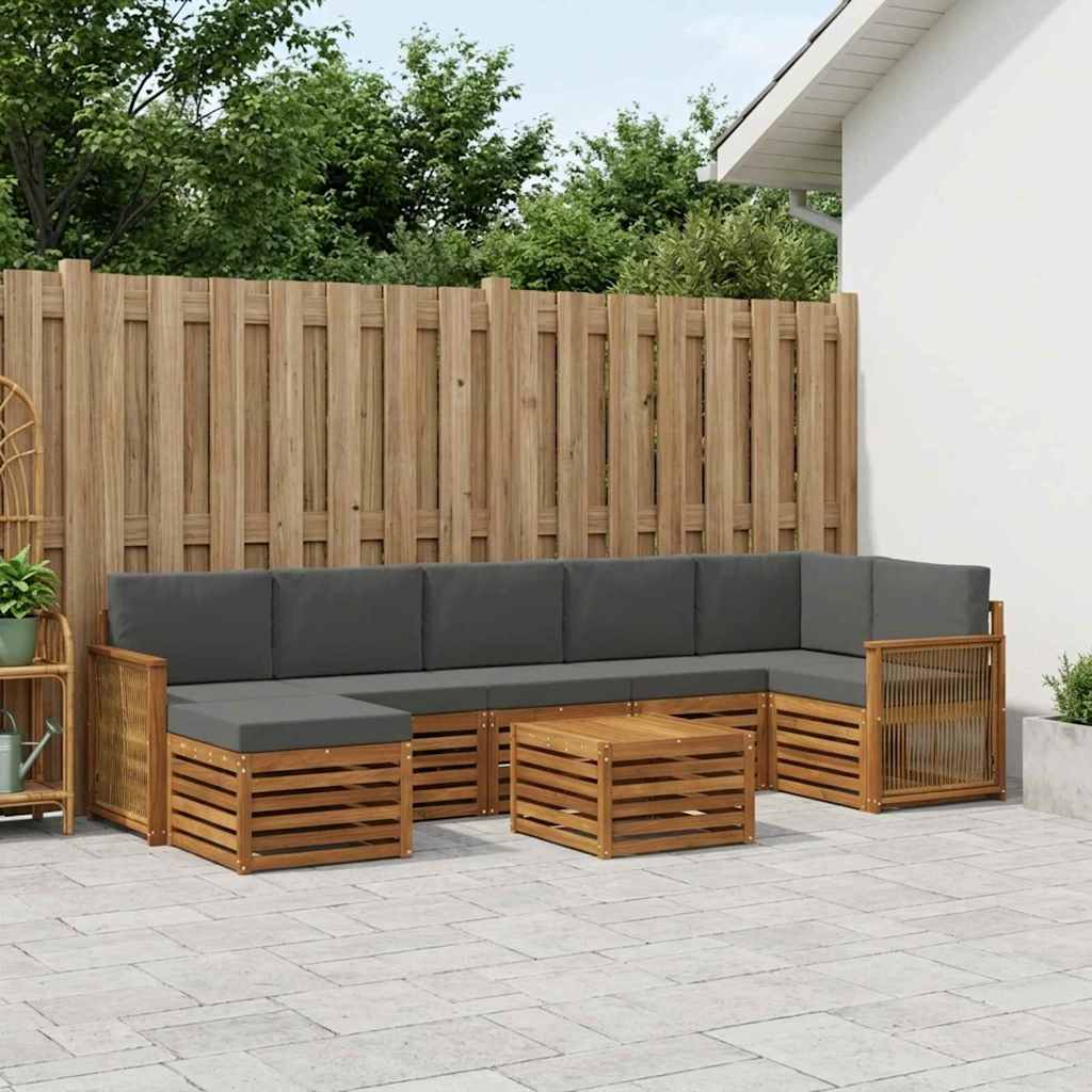 Set di divani da esterno con cuscino 7 pcs Naturale e Antracite | homemem39
