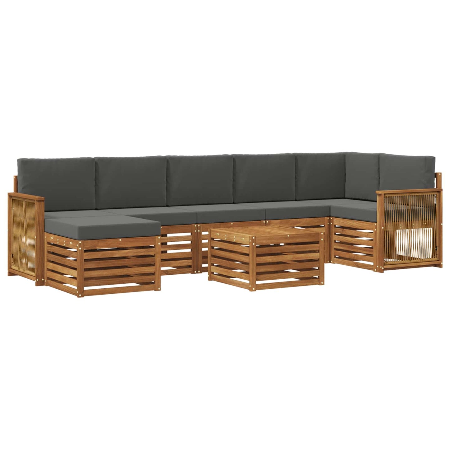 Set di divani da esterno con cuscino 7 pcs Naturale e Antracite | homemem39