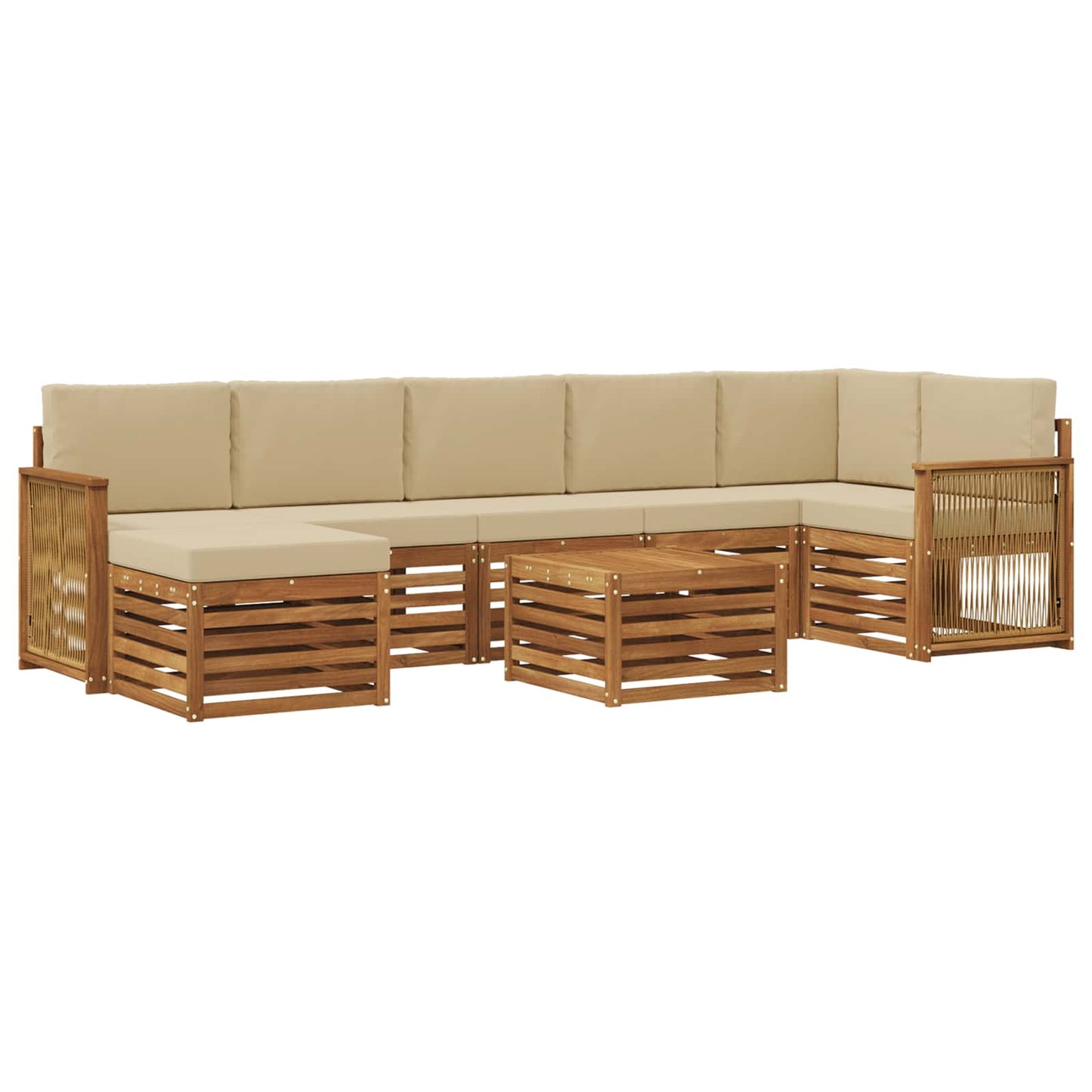 Set di divani da esterno con cuscino 7 pcs Naturale