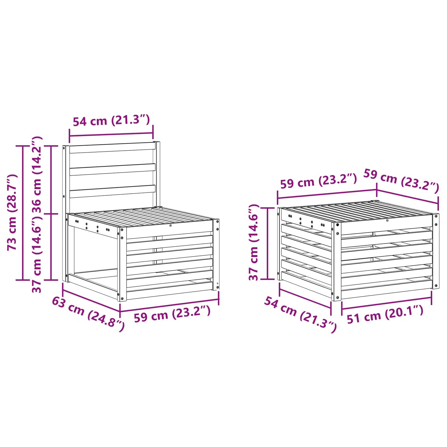 Set divani Legno di Acacia Massello