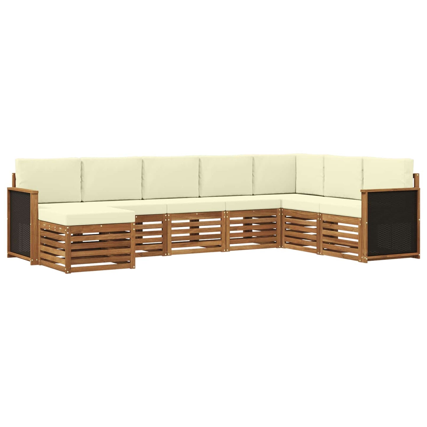 Set di divani da esterno con cuscino 6 pcs Naturale e Crema