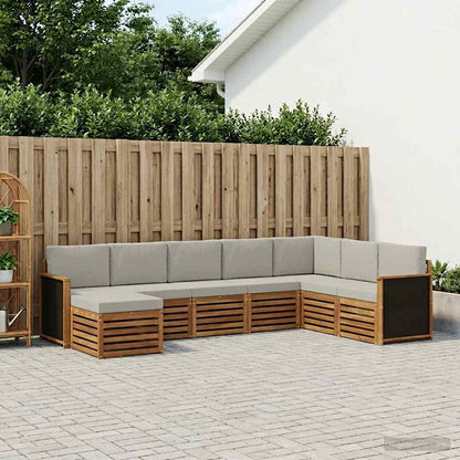 Set di divani da esterno 6 pcs Naturale e Grigio Chiaro