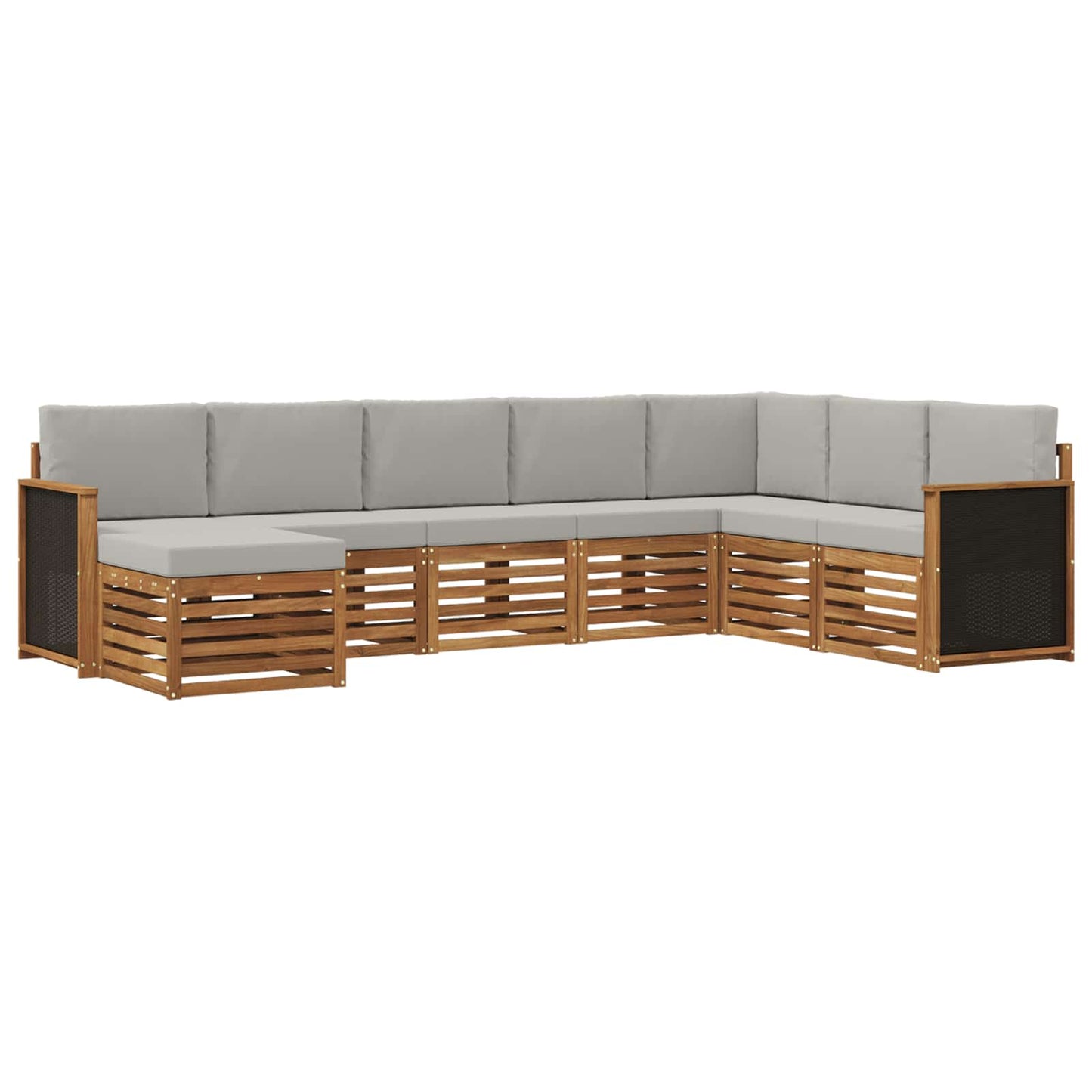Set di divani da esterno 6 pcs Naturale e Grigio Chiaro