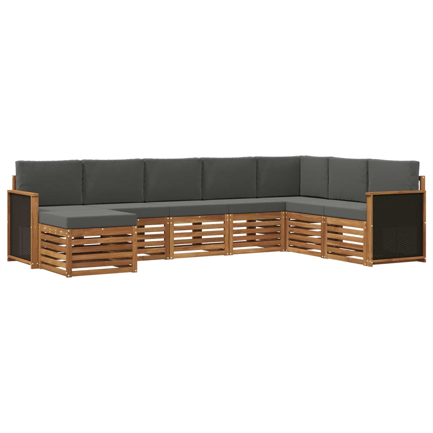 Set di divani da esterno con cuscino 6 pcs Naturale e Antracite