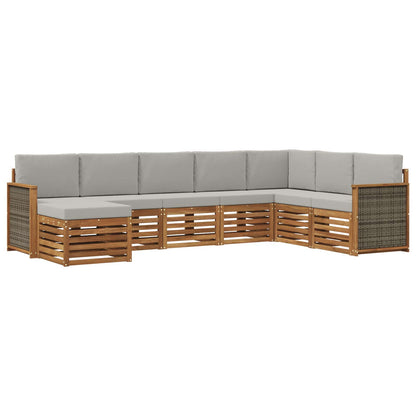 Set di divani da esterno 6 pcs Naturale e Grigio Chiaro