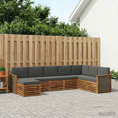 Set di divani da esterno con cuscino 6 pcs Naturale e Antracite