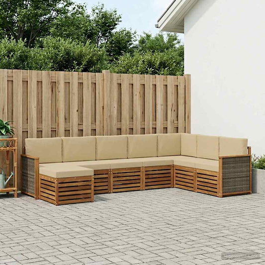 Set di divani da esterno con cuscino 6 pcs Naturale