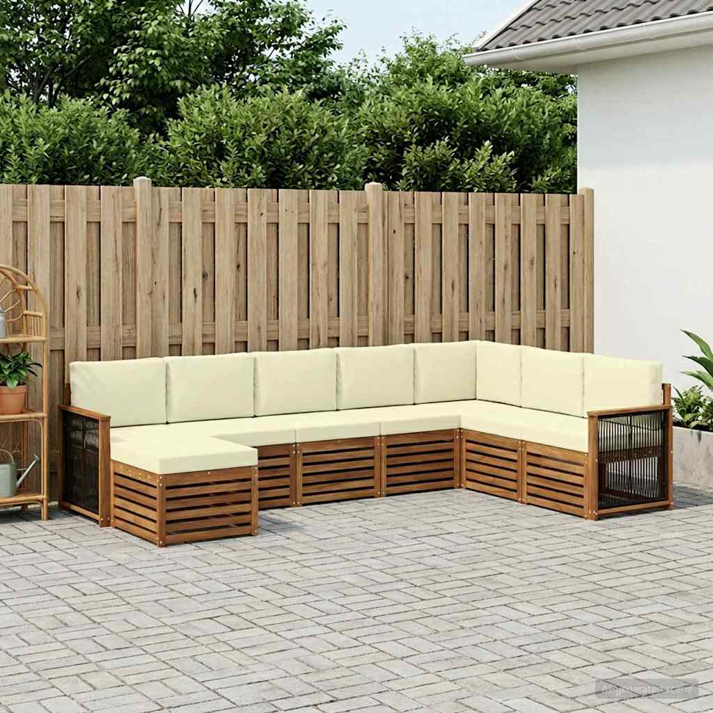 Set di divani da esterno con cuscino 6 pcs Naturale e Crema
