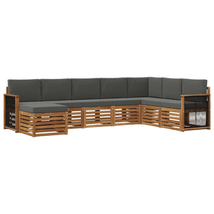 Set di divani da esterno con cuscino 6 pcs Naturale e Antracite