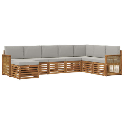 Set di divani da esterno 6 pcs Naturale e Grigio Chiaro