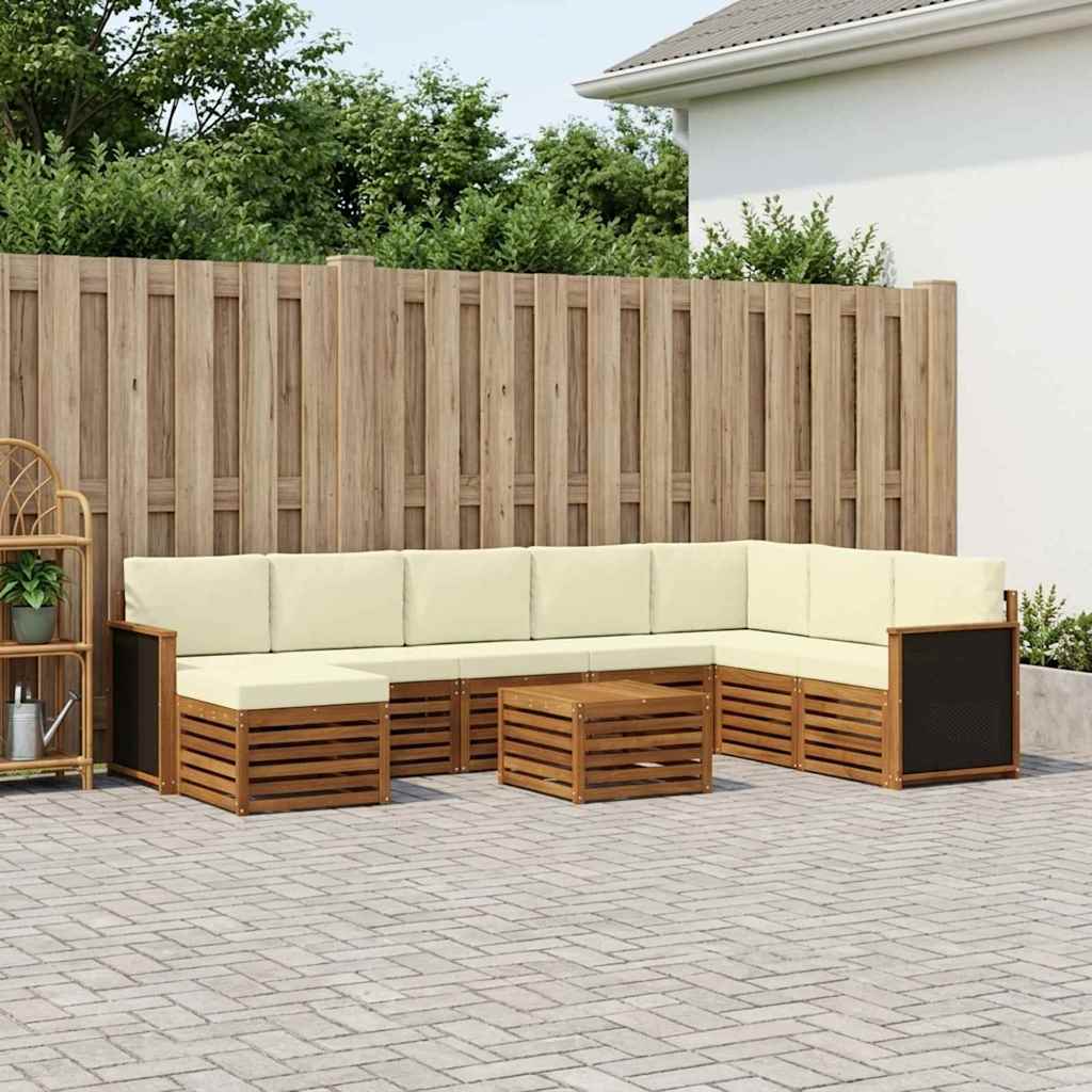 Set di divani da esterno con cuscino 7 pcs Naturale e Crema