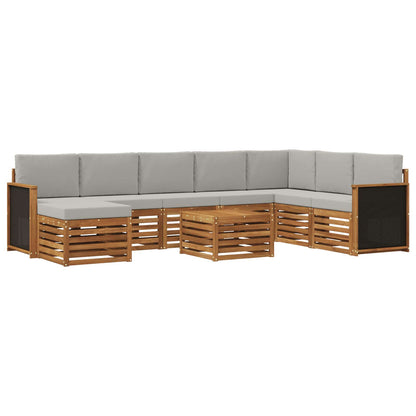 Set di divani da esterno 7 pcs Naturale e Grigio Chiaro