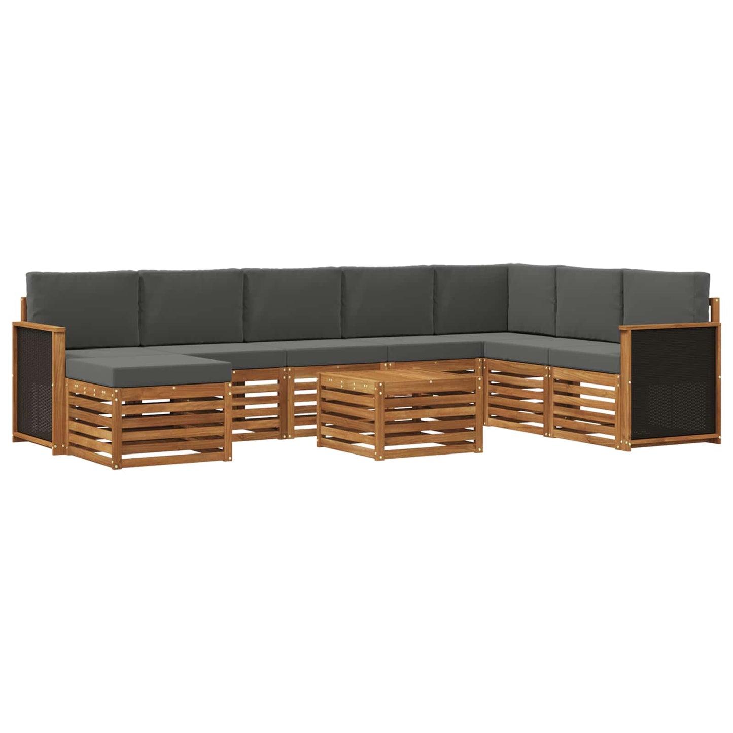 Set di divani da esterno con cuscino 7 pcs Naturale e Antracite