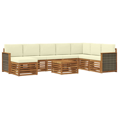 Set di divani da esterno con cuscino 7 pcs Naturale e Crema