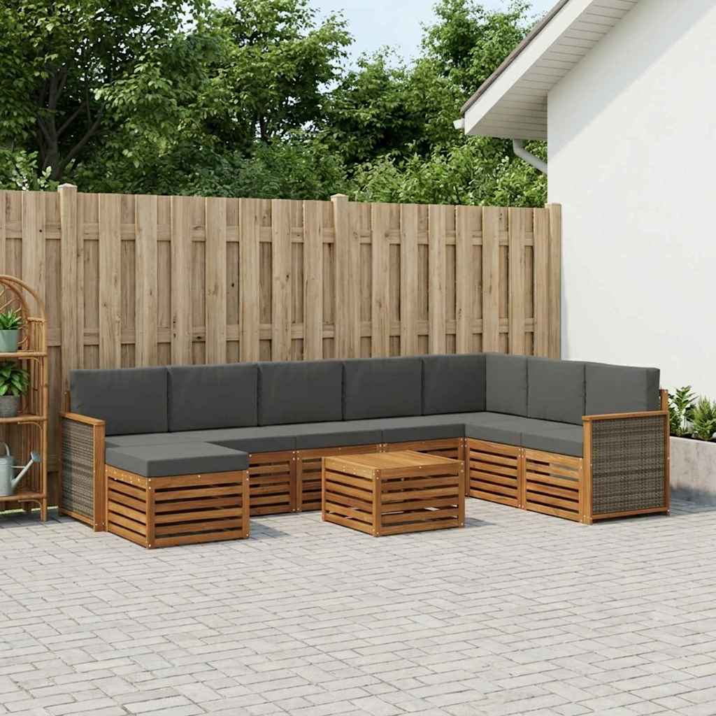Set di divani da esterno con cuscino 7 pcs Naturale e Antracite