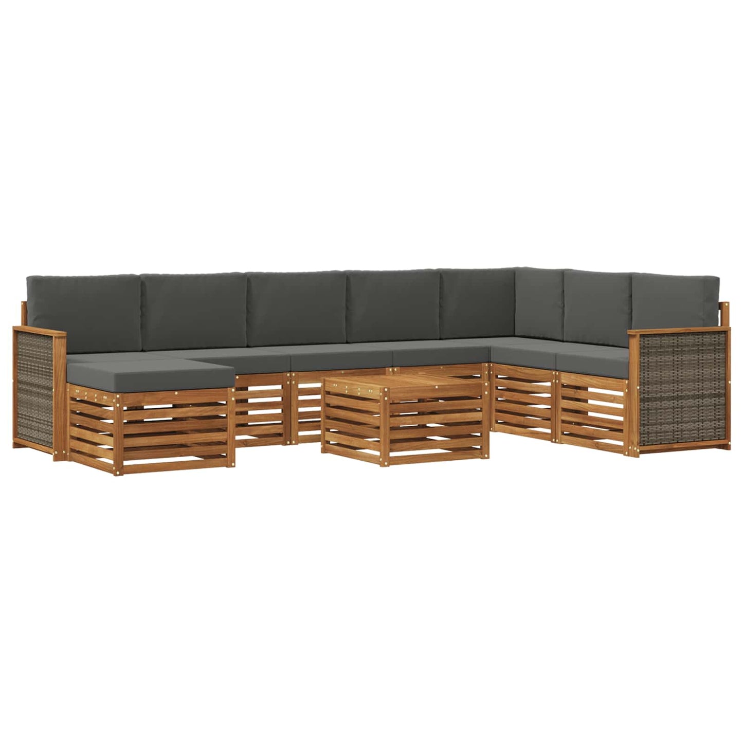 Set di divani da esterno con cuscino 7 pcs Naturale e Antracite