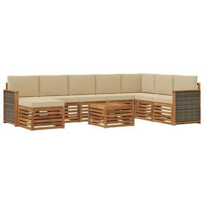 Set di divani da esterno con cuscino 7 pcs Naturale